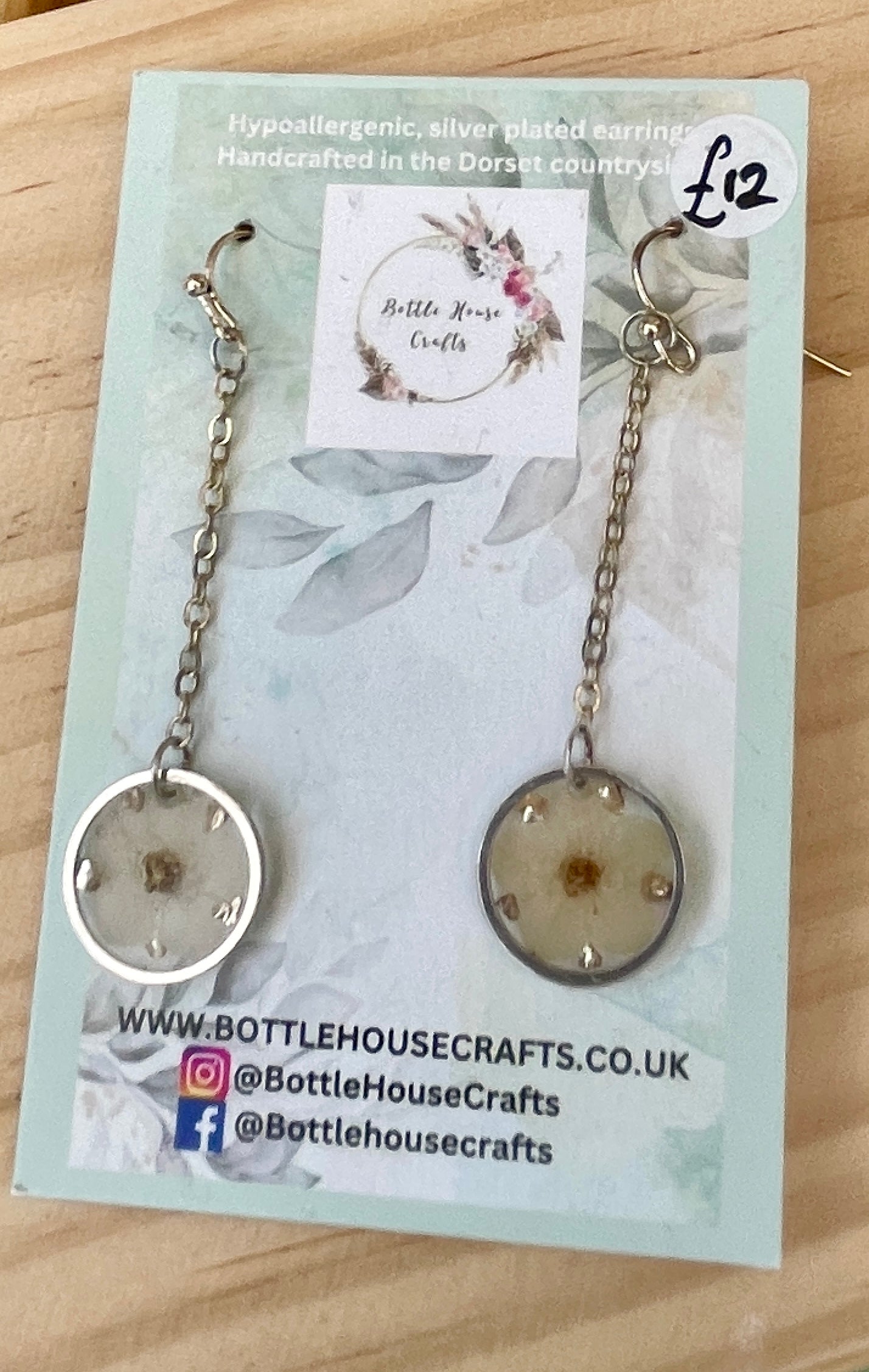 Long dangle cream floral earrings