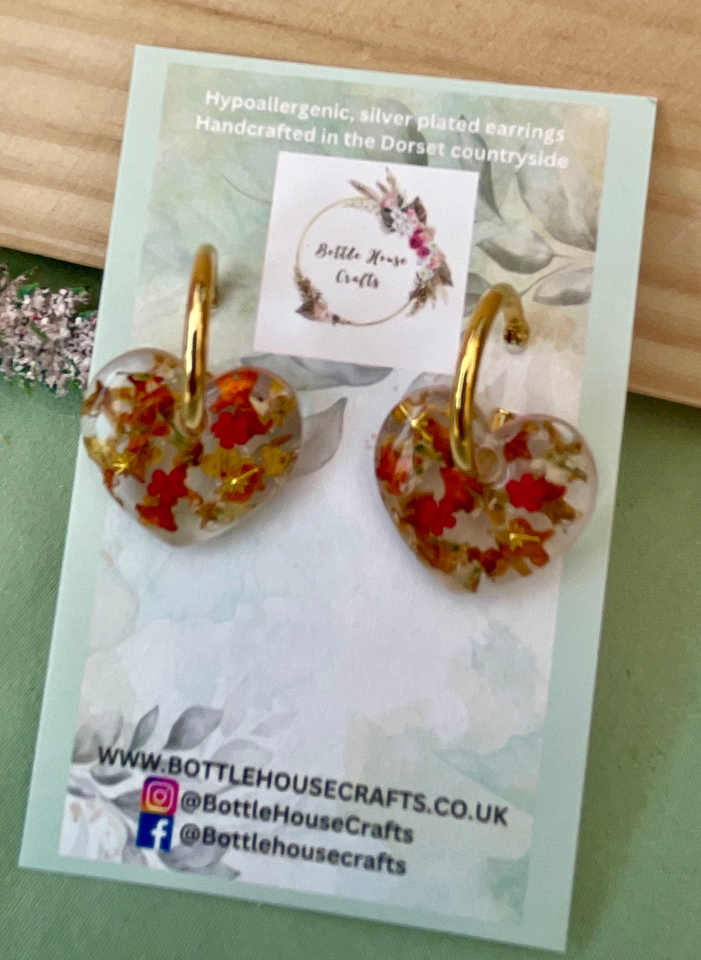 Autumn leaf heart earrings