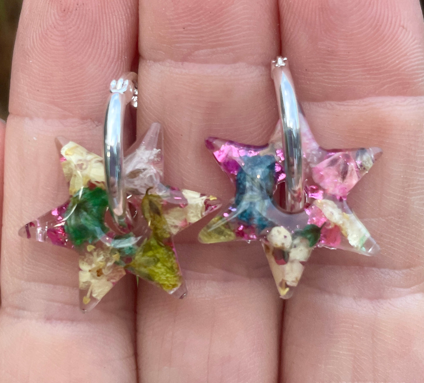 Colour burst star hoop earrings