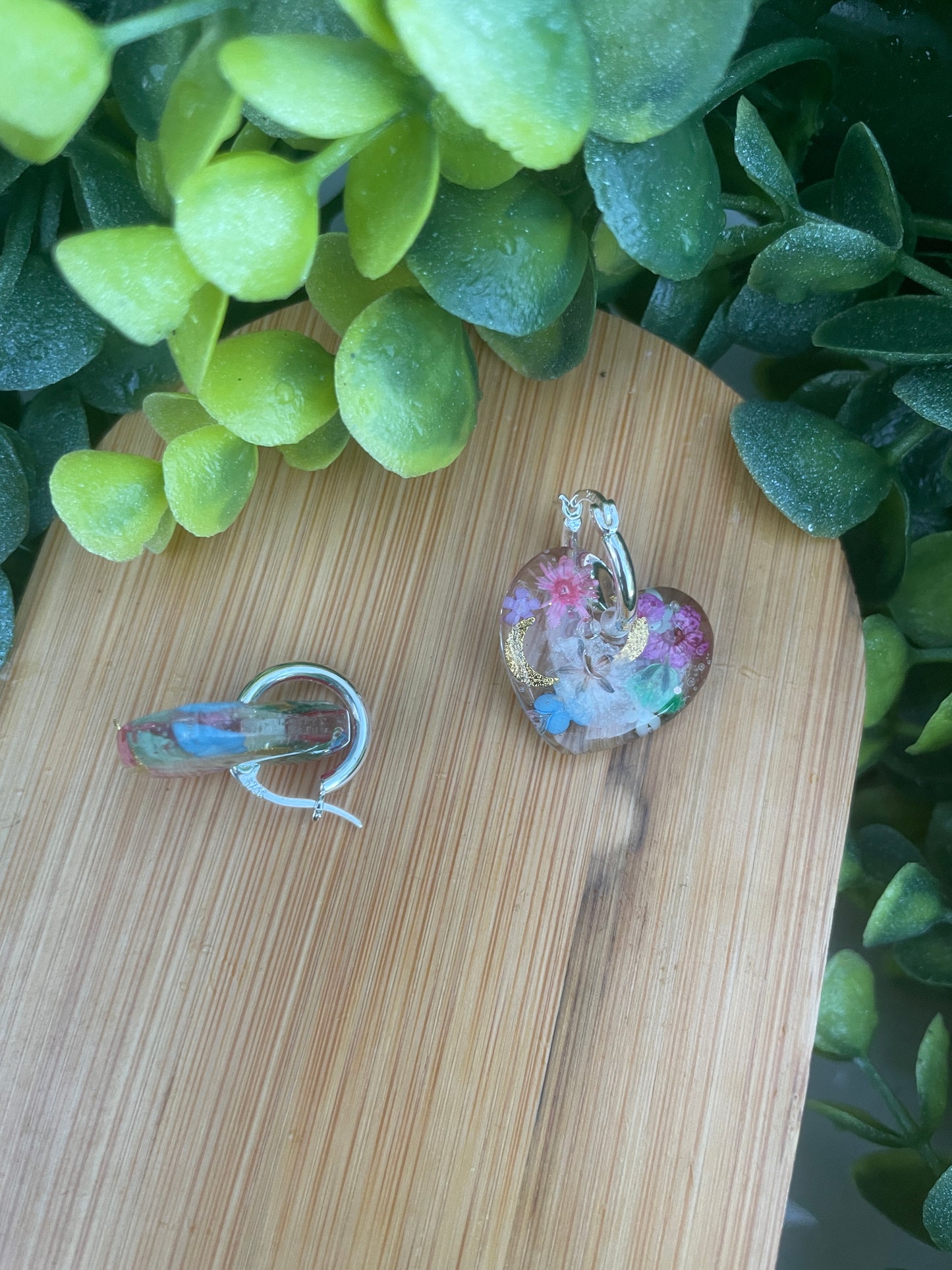 Multicoloured heart hoop earrings