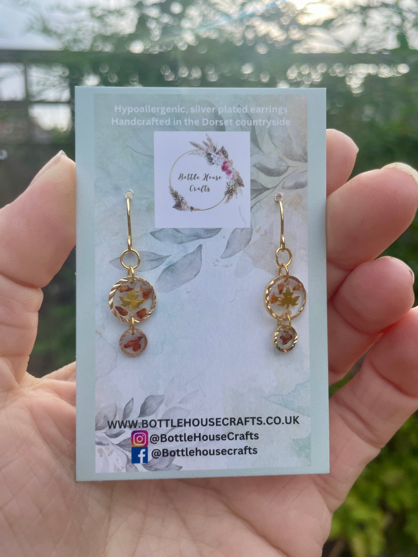 Golden autumn maple leaf earrings