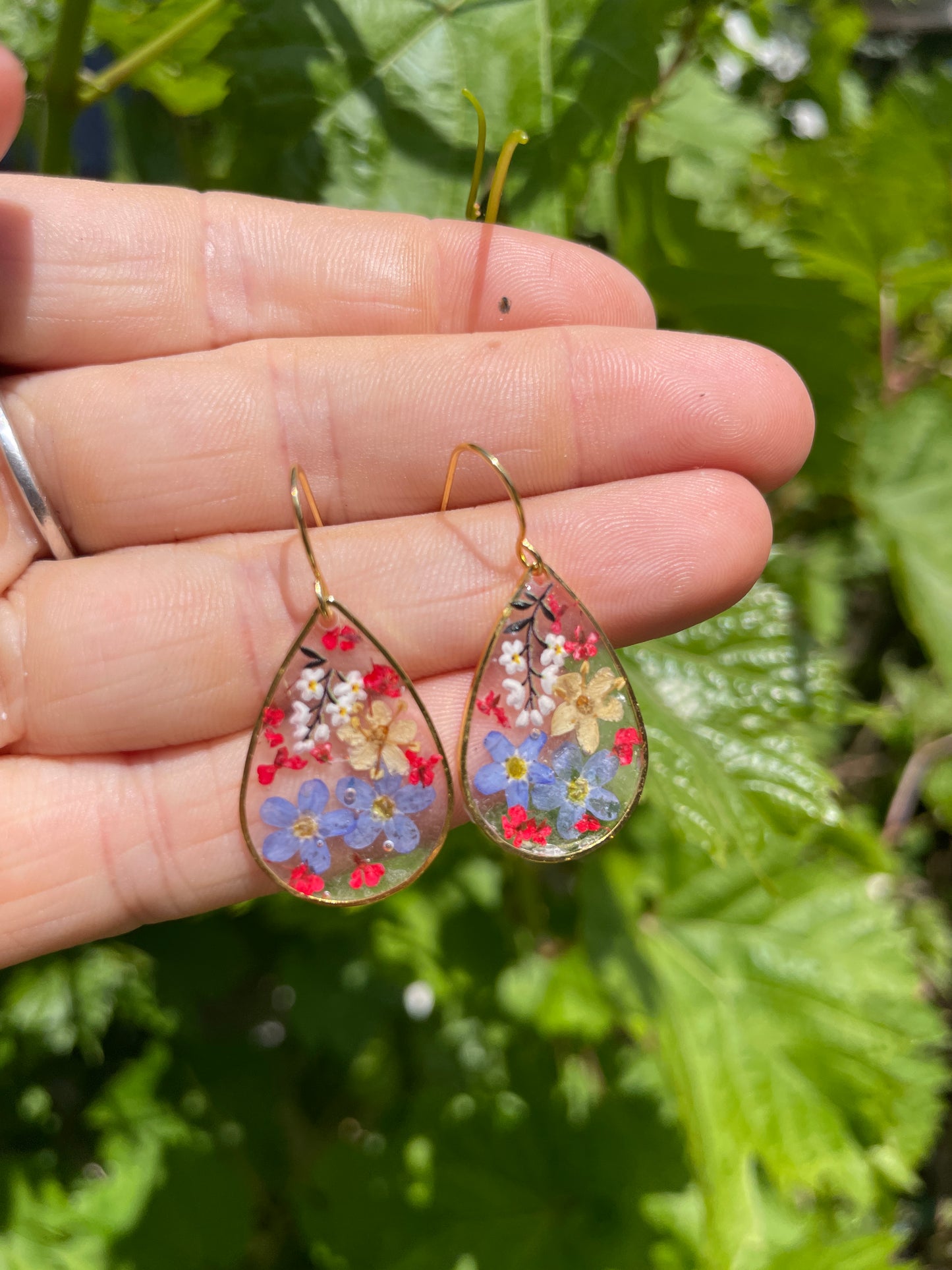 Multi floral tear drop earrings