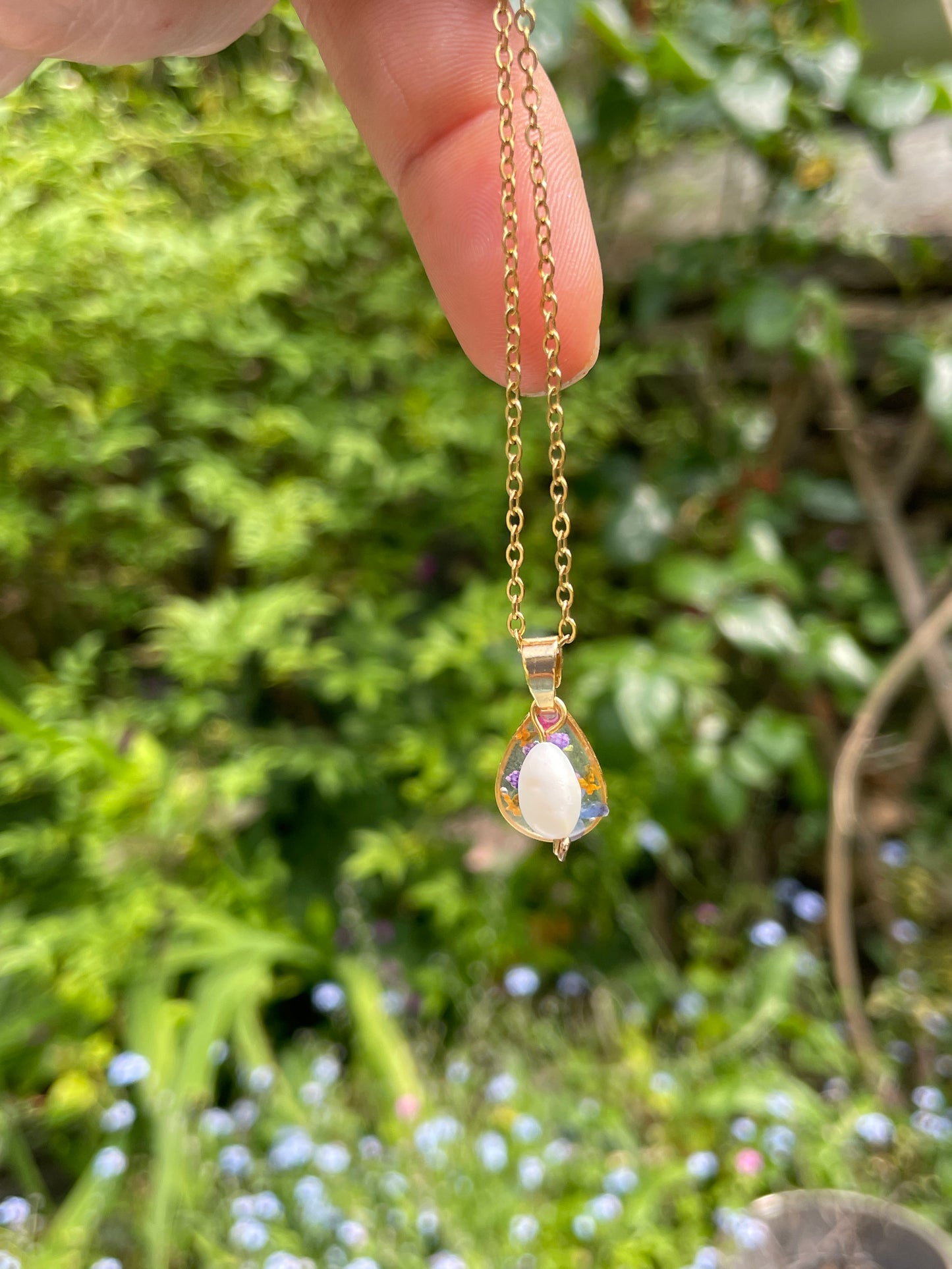 Tiny tear garden necklace