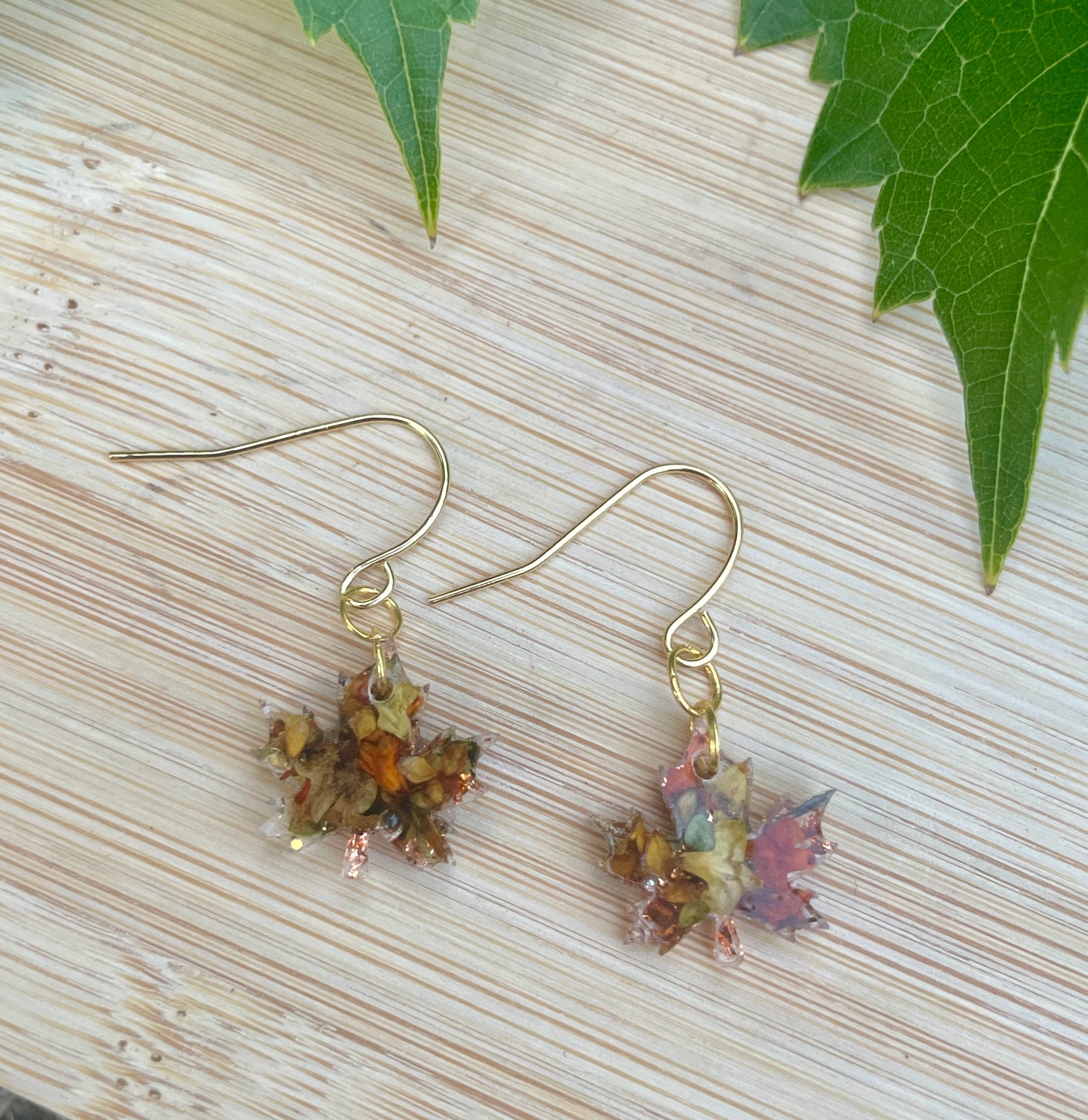 Tiny maple leaf earrings