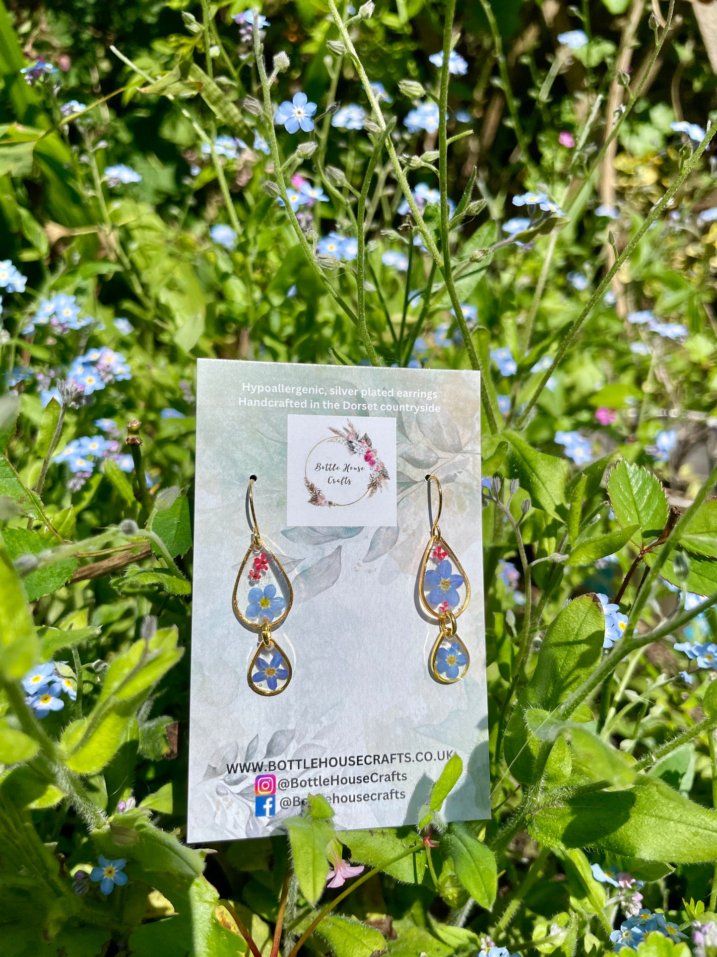 Forget me not double tear earrings