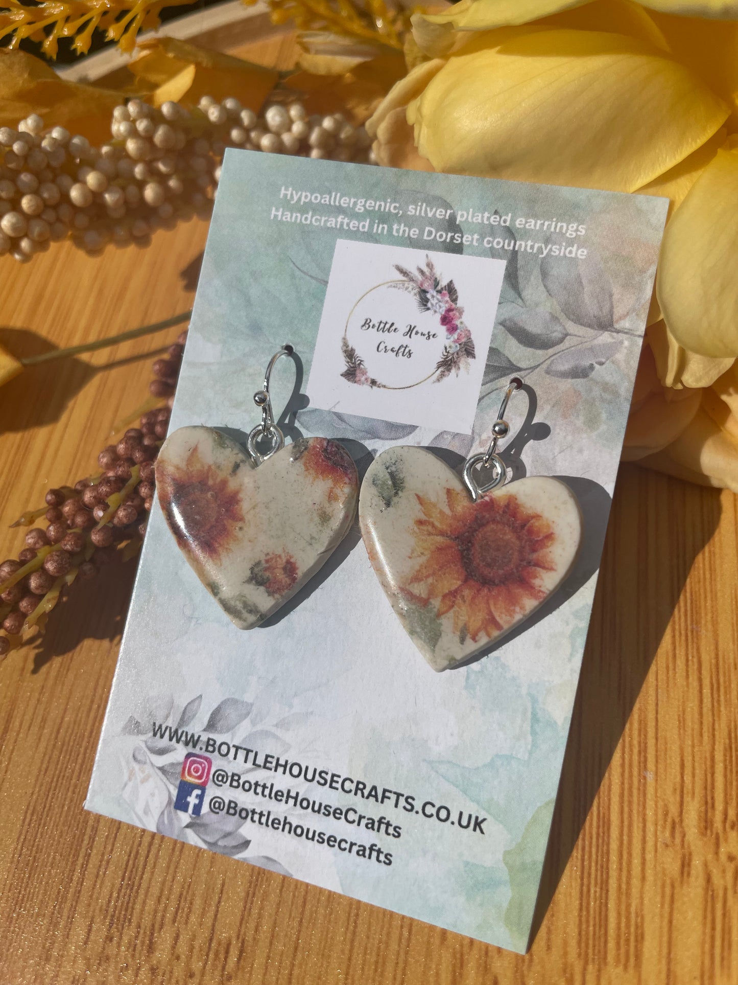 Sunflower heart dangles