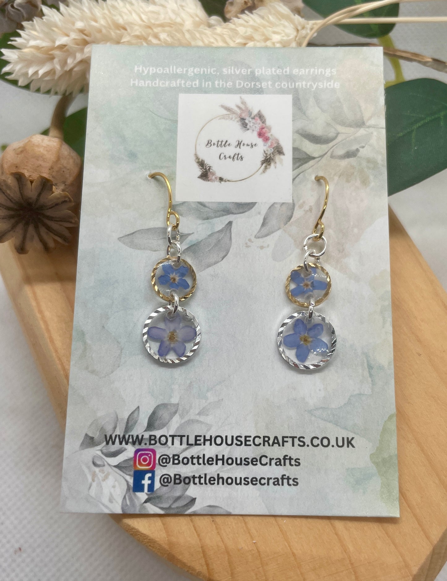 Gold and silver forget me not double drops