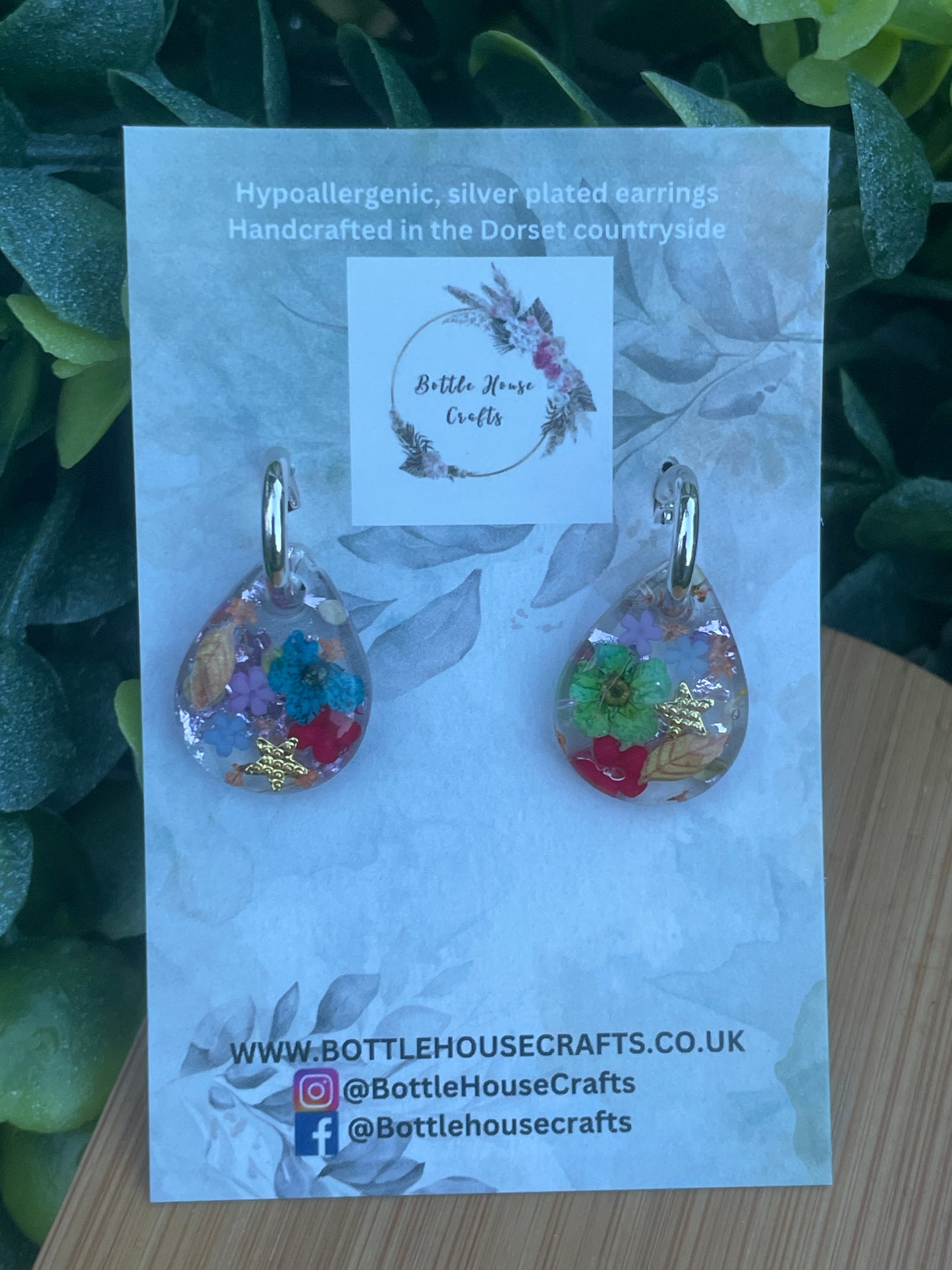 Multicoloured tear drop earrings