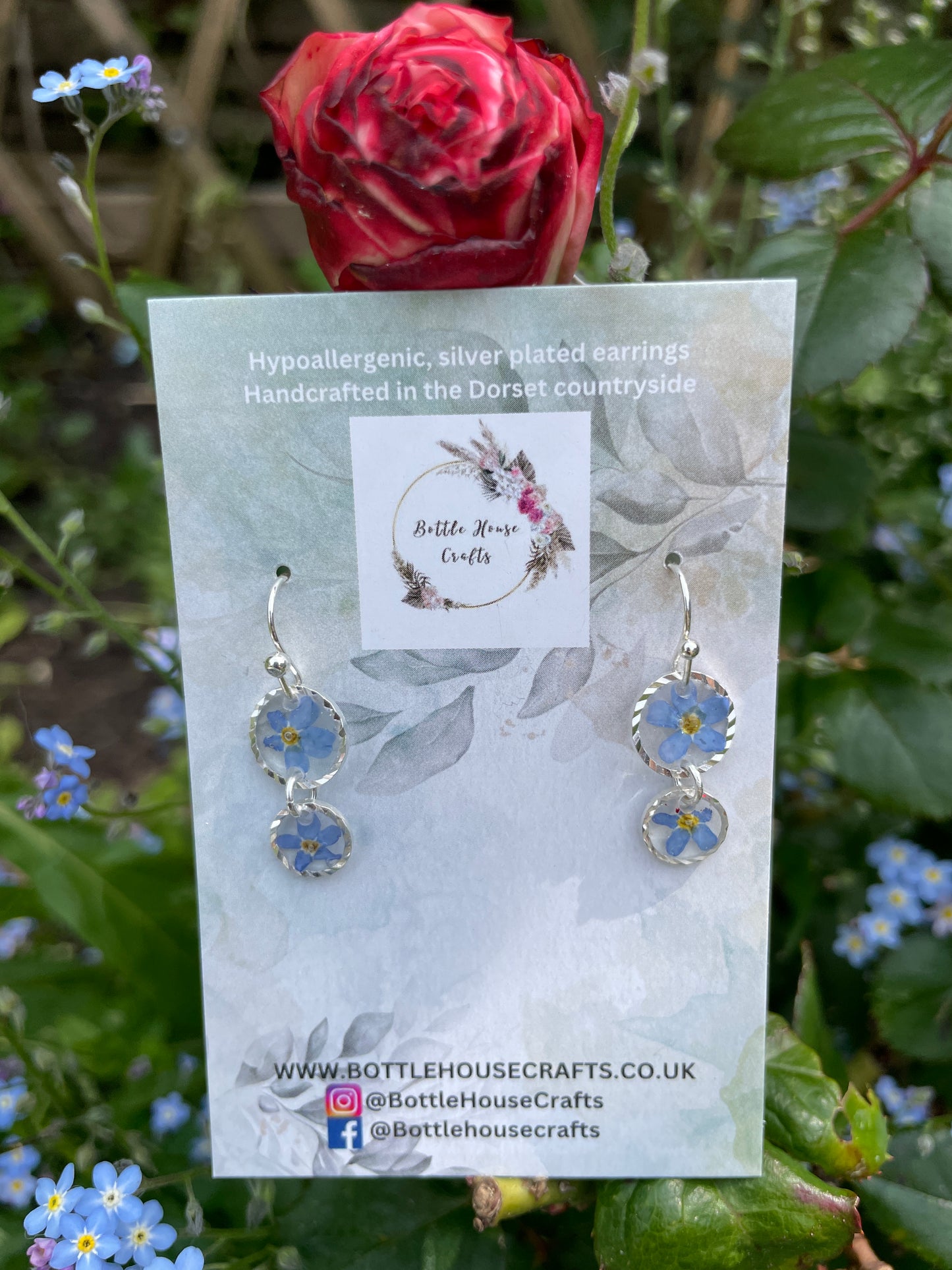 Forget me not double drop earrings