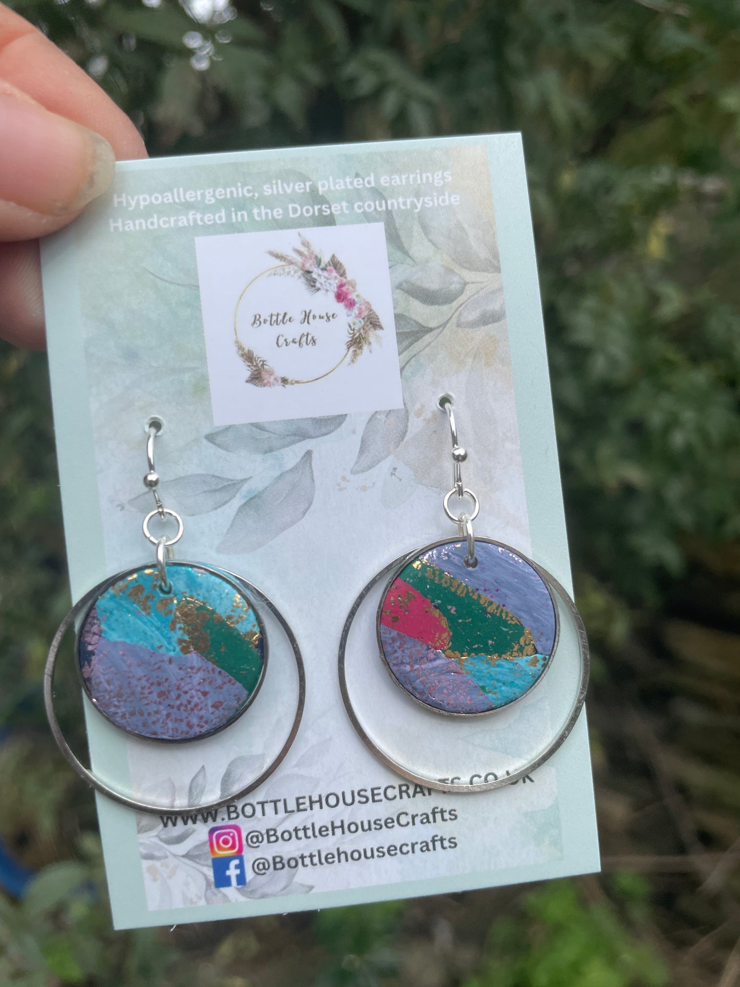 Multi shimmer double drop circle earrings