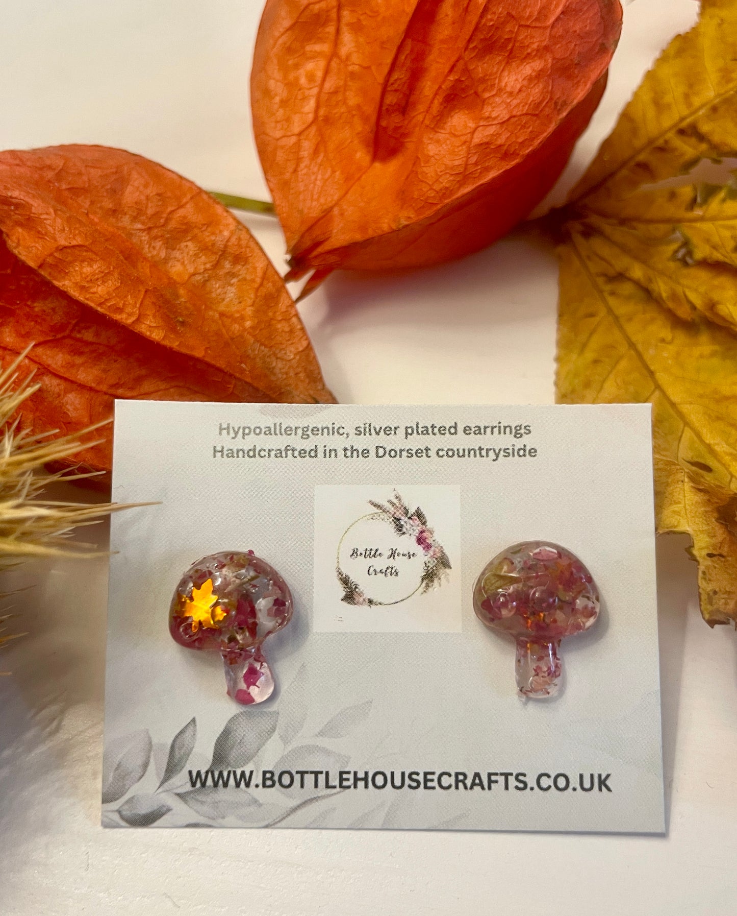 Mushroom autumn rose studs