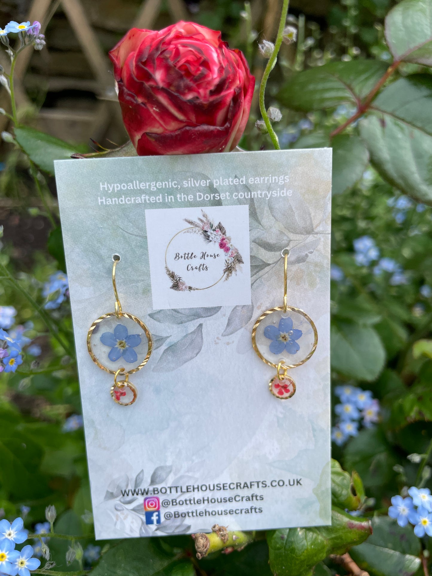 Forget me not double drop earrings