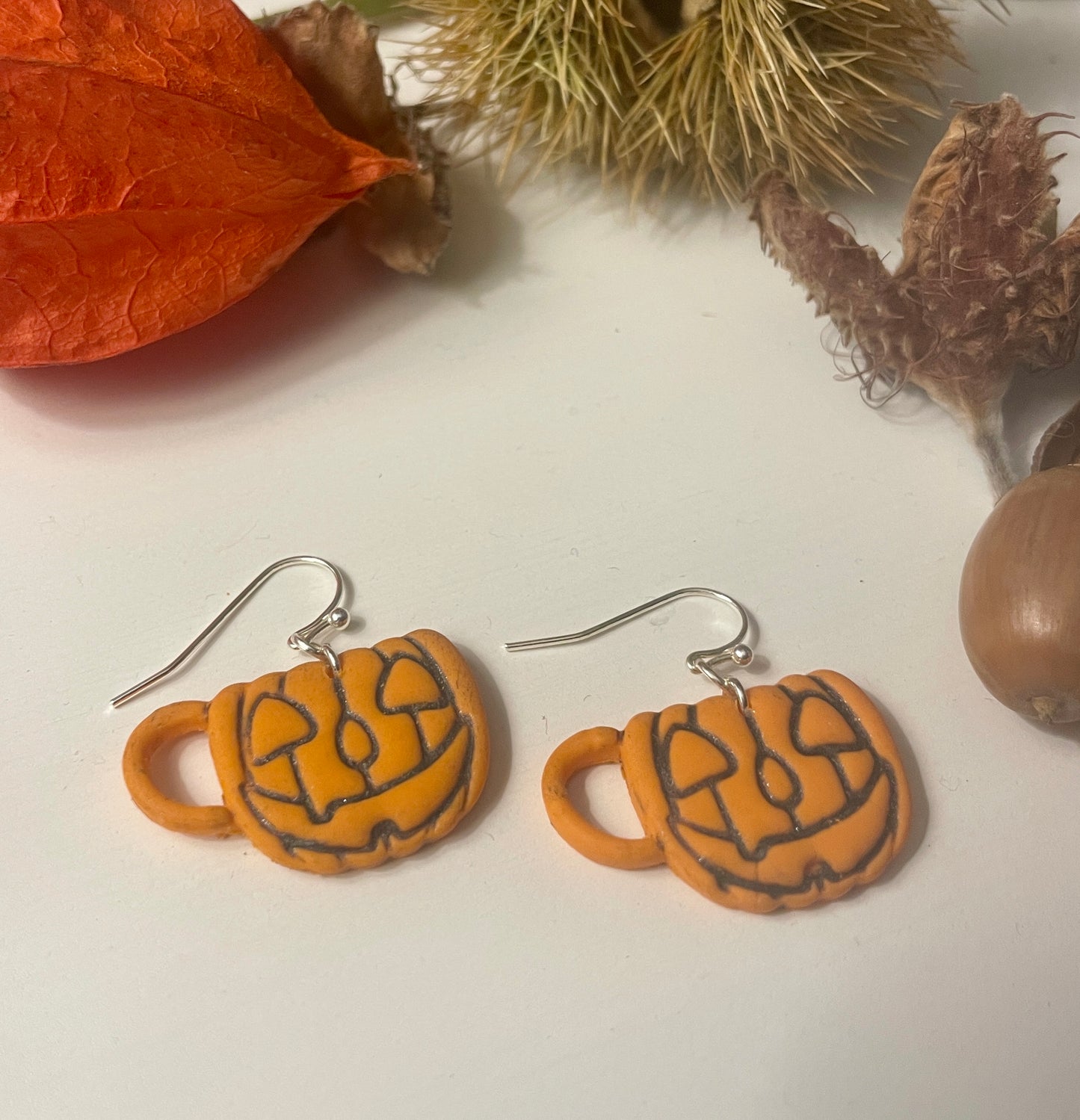 Cup of pumpkin dangle earrings