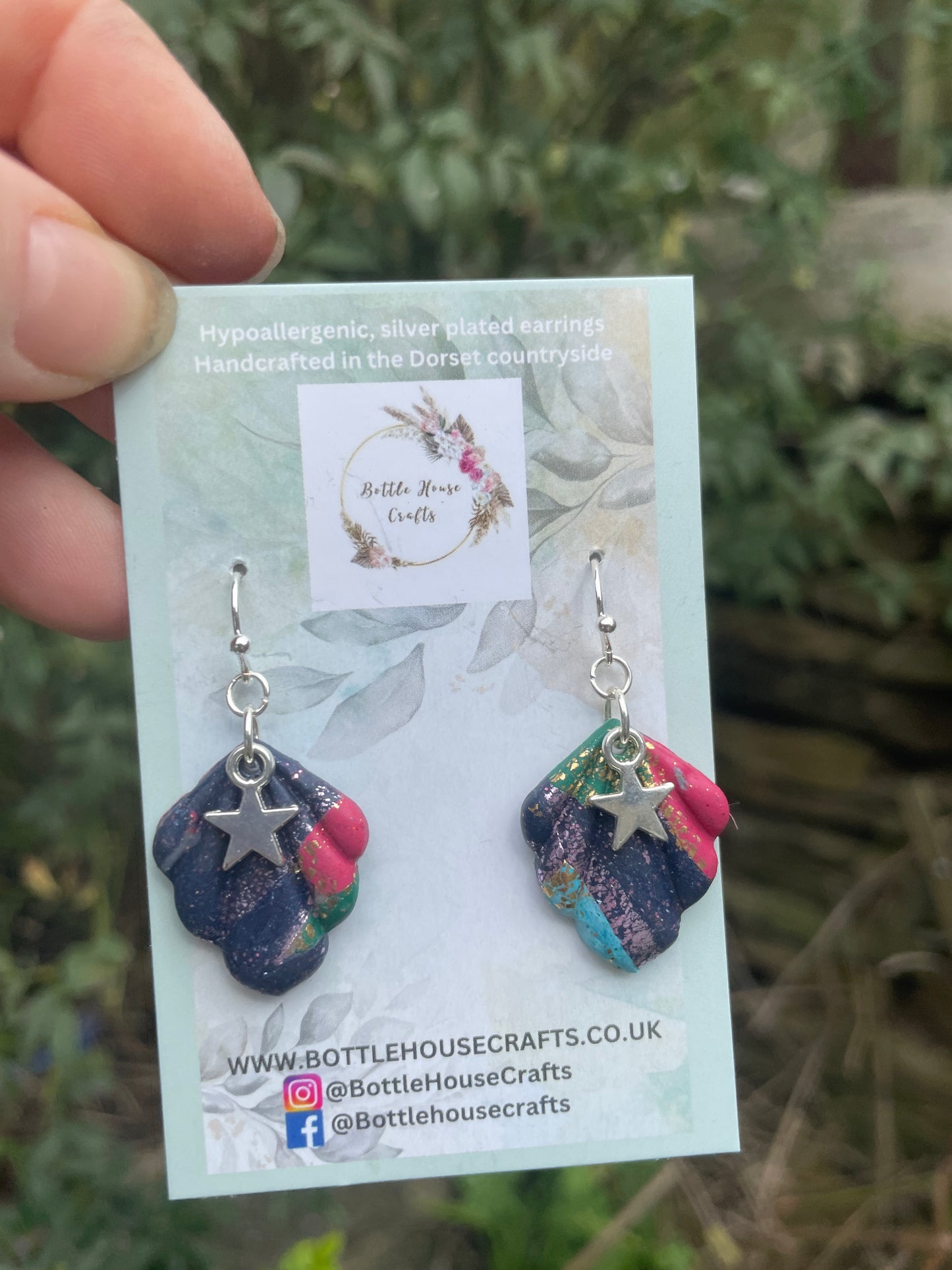 Multi shimmer star drop earrings
