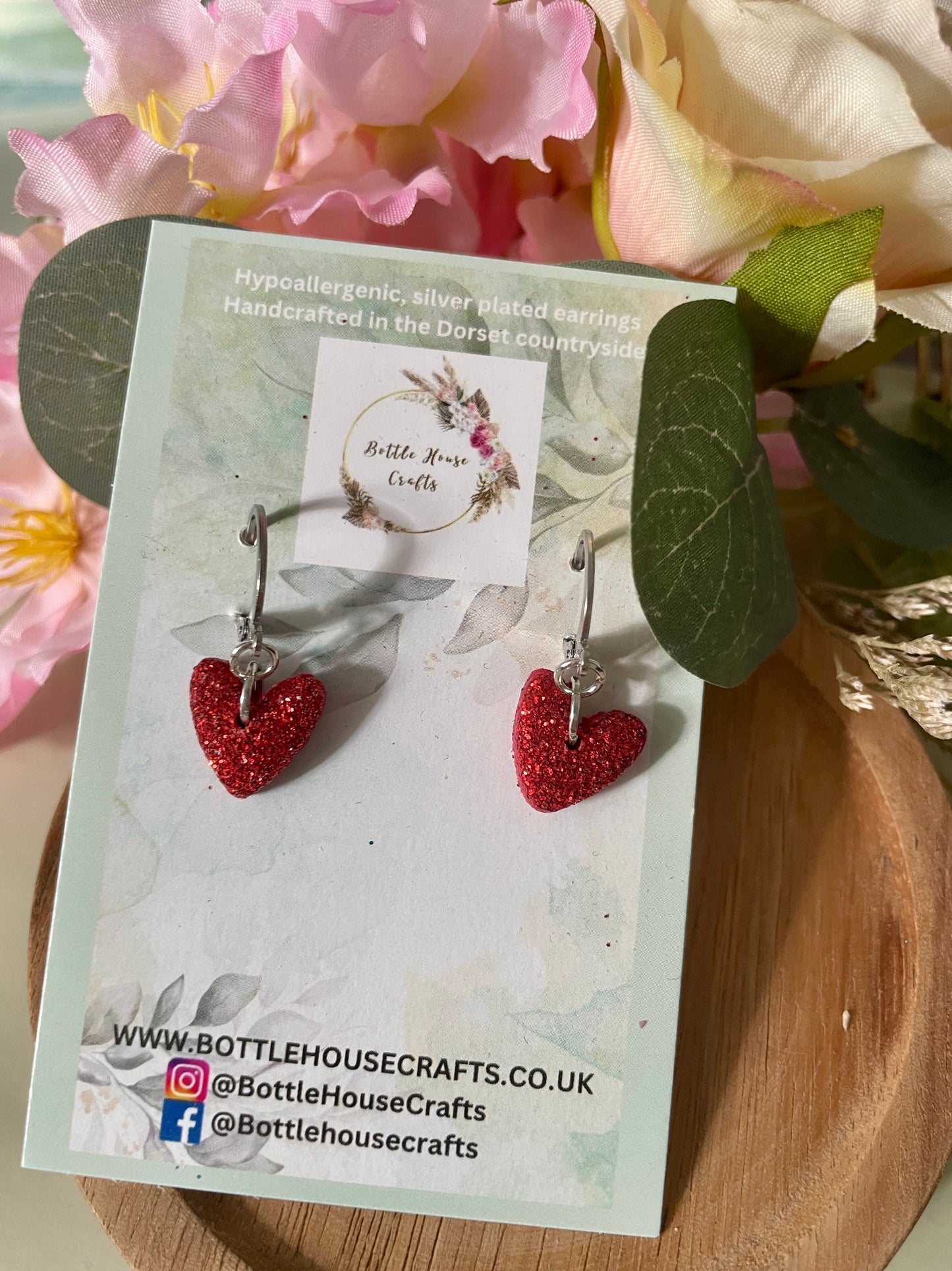 Red glitter heart Huggies