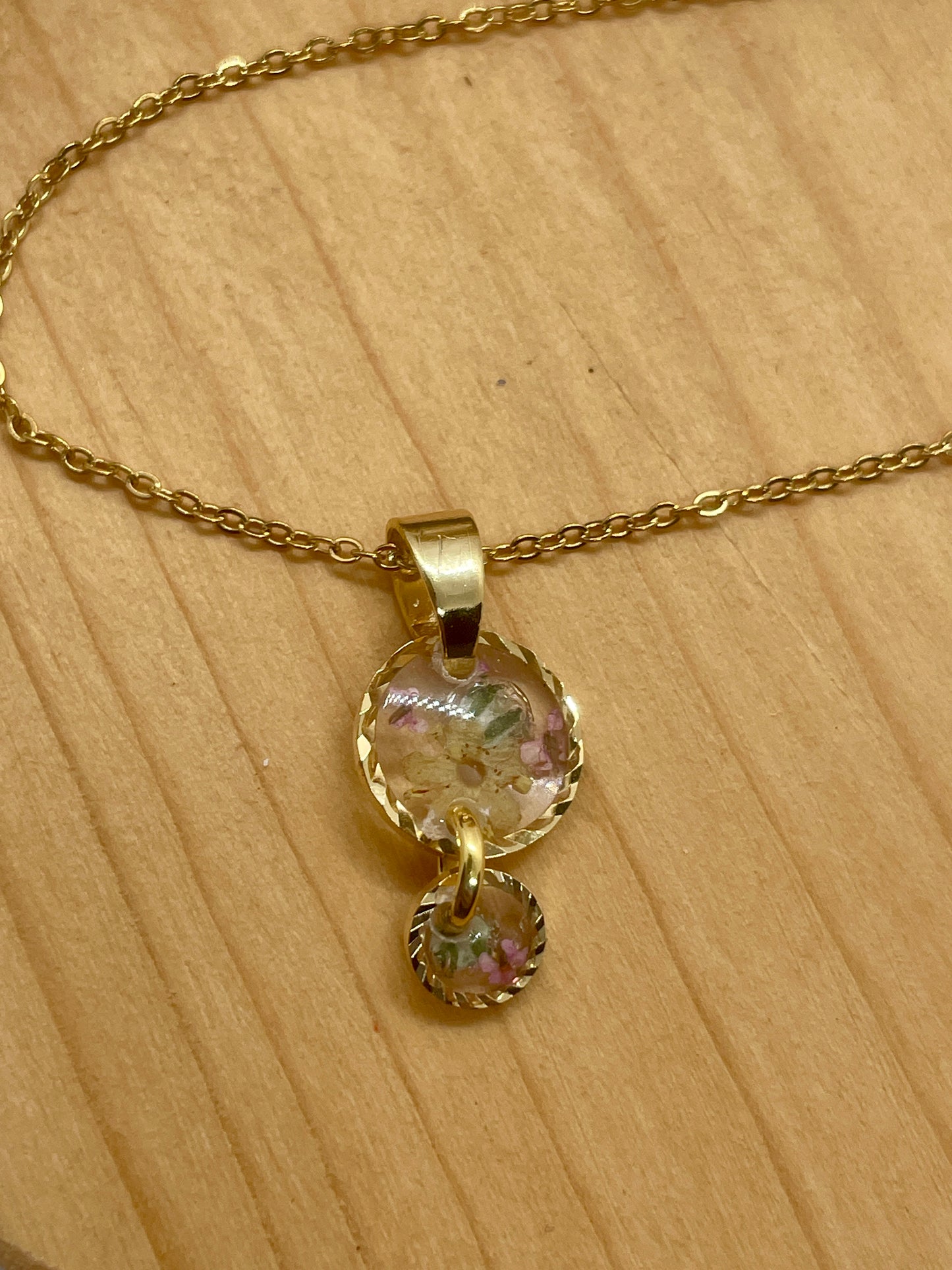 Tiny gold elderflower necklace