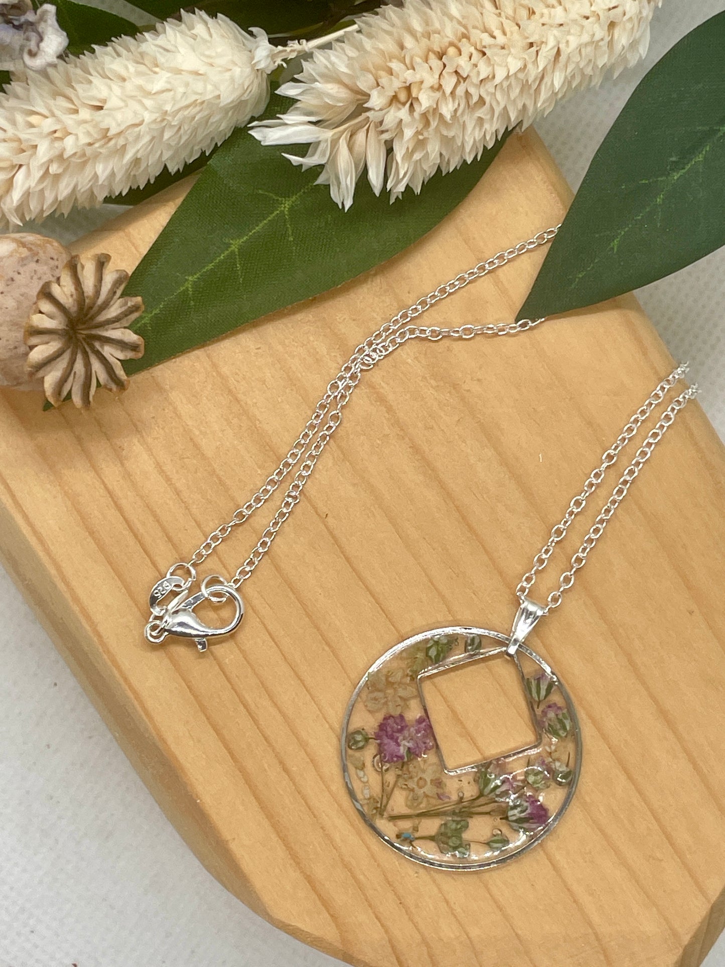 Gypsophila and elderflower circle necklace