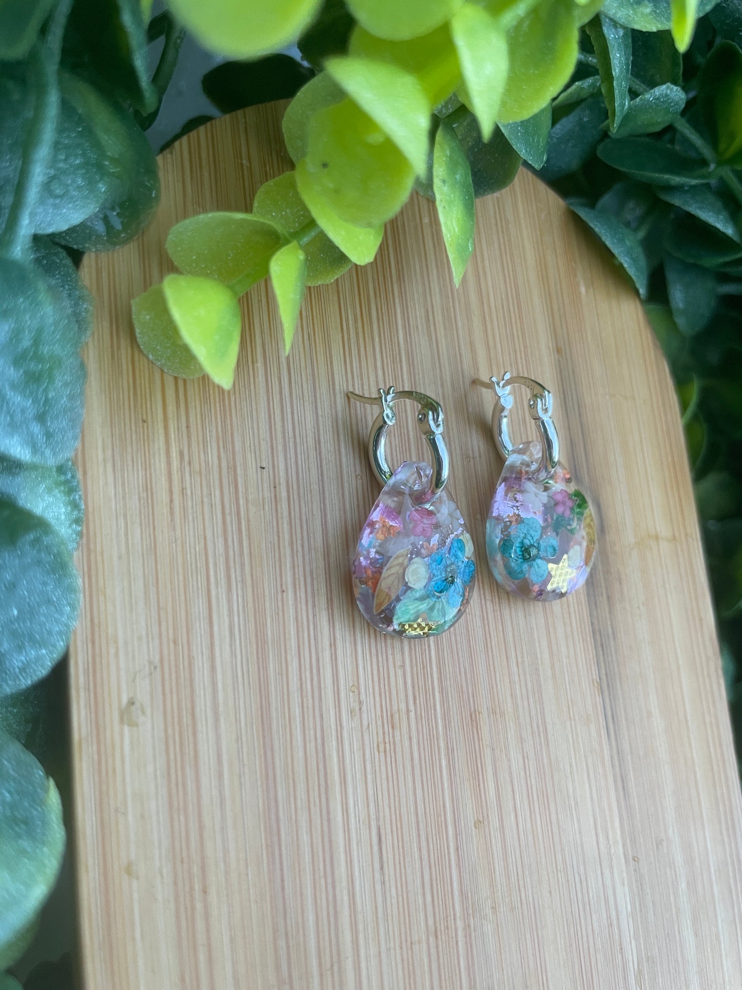 Multicoloured tear drop earrings