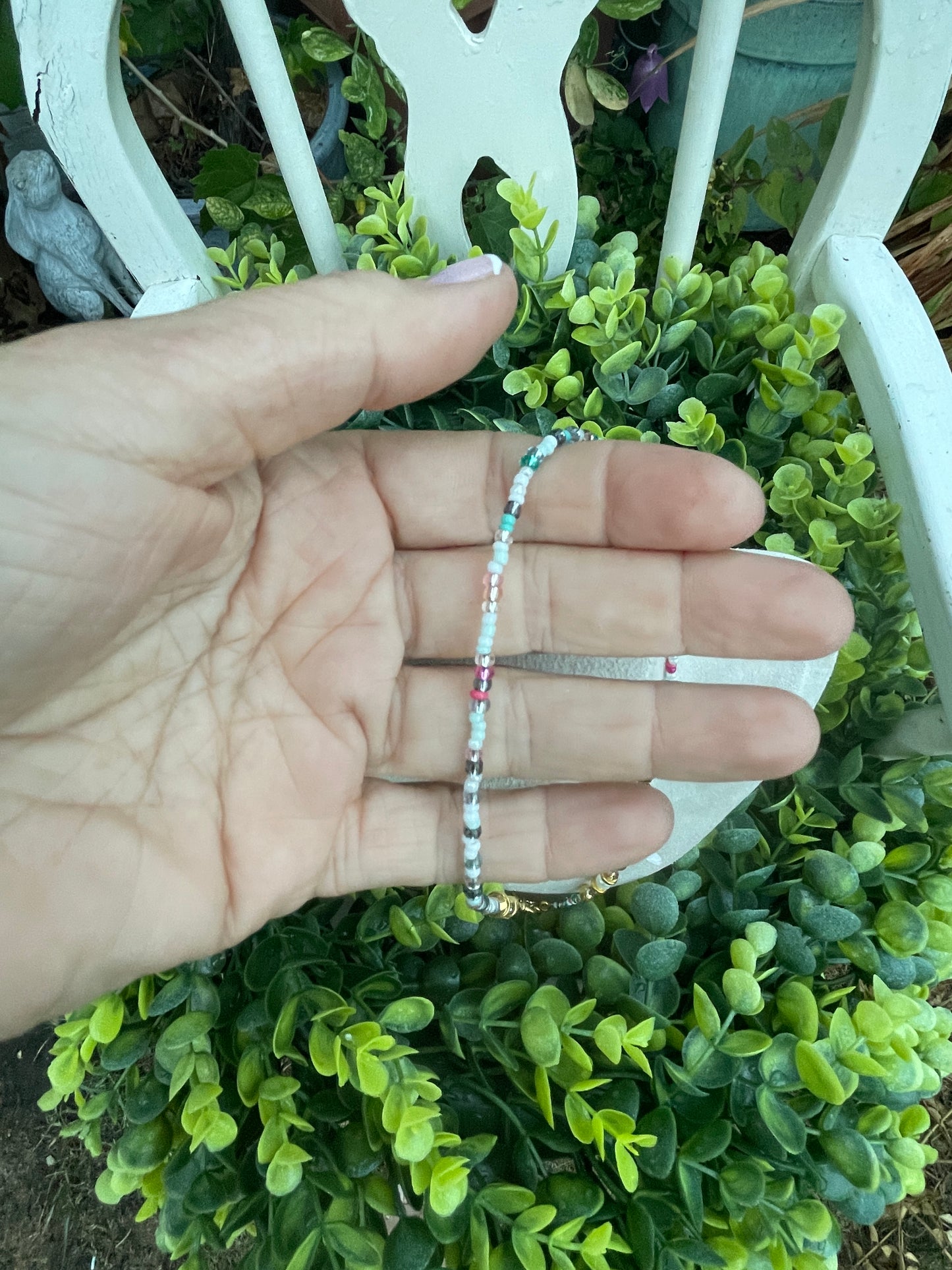 Gold and greens celestial charm beaded necklace