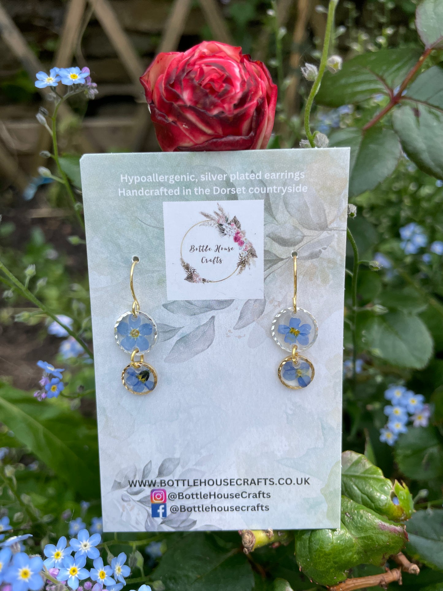 Forget me not double drop mix earrings