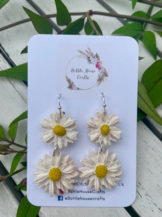 Double drop daisy earrings