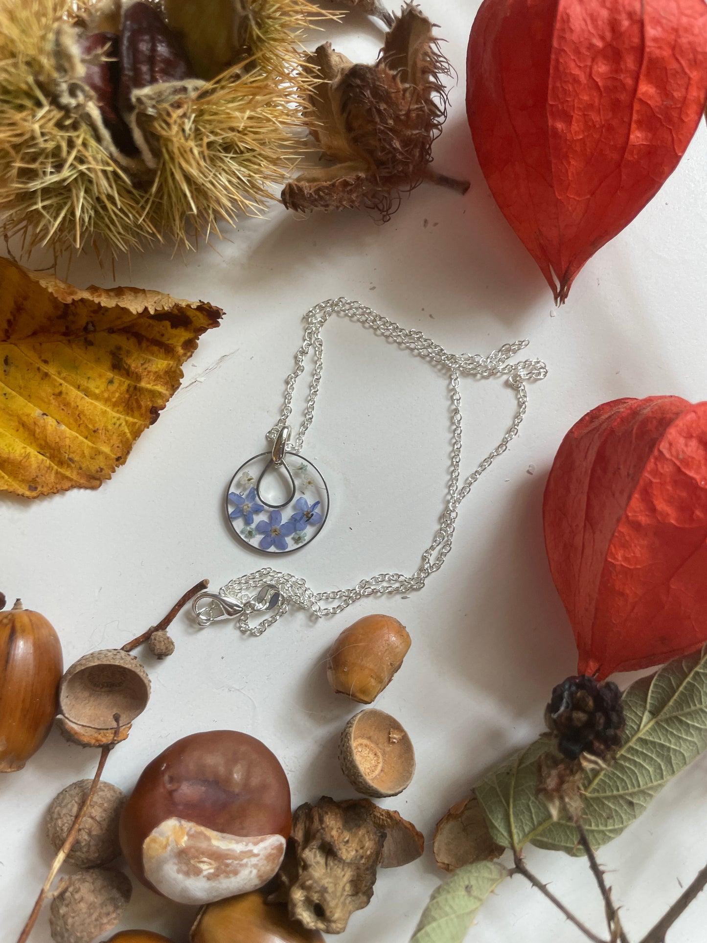 Forget me not circle necklace