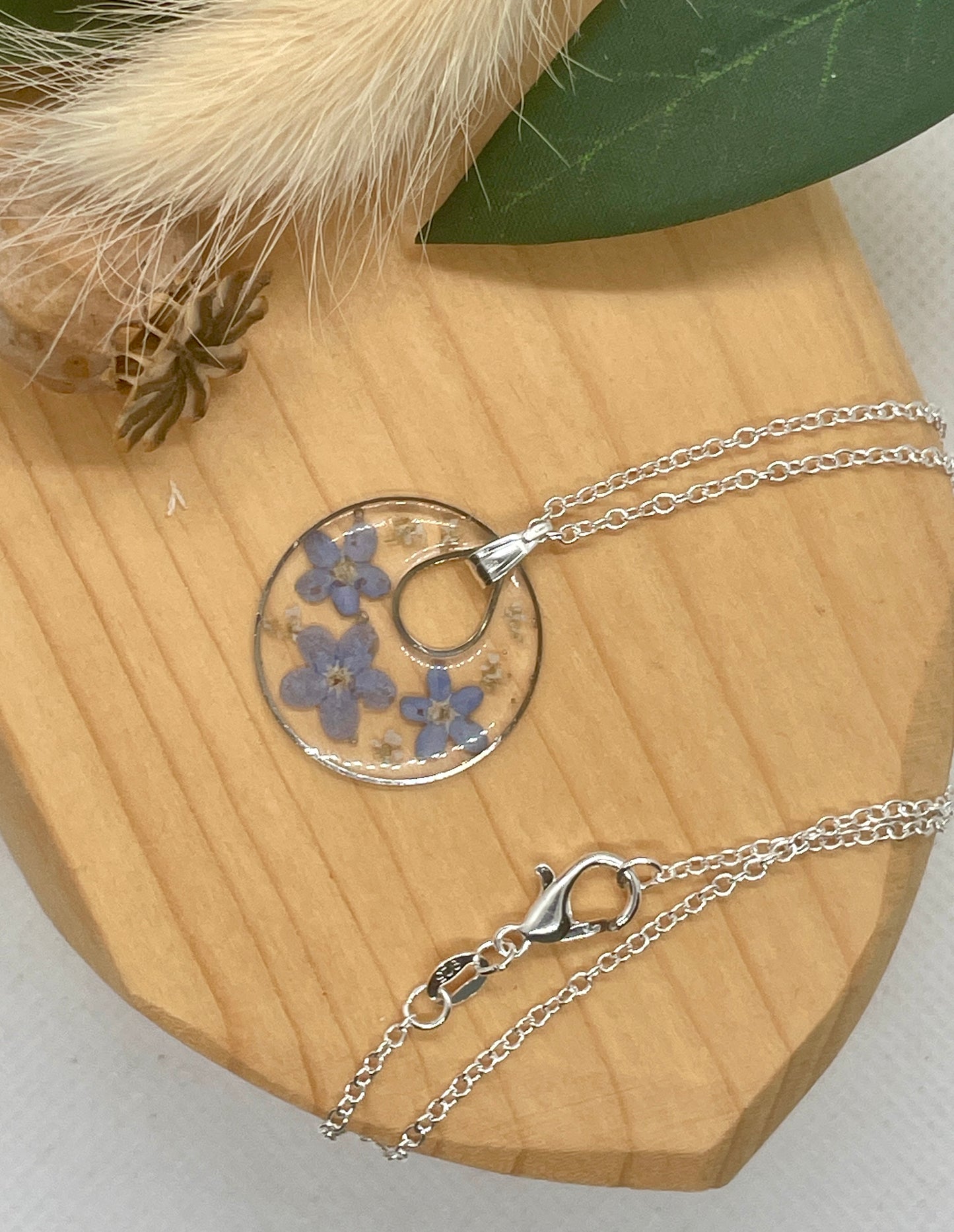 Bunch of forget me nots necklace