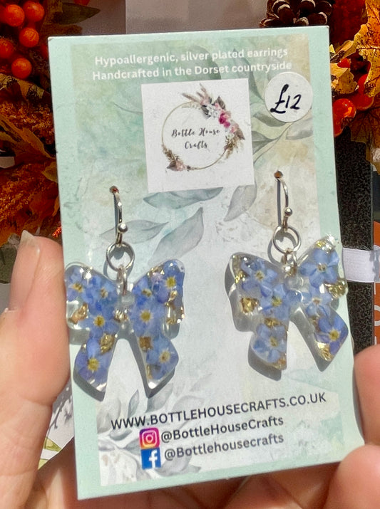 Forget me not bow earrings