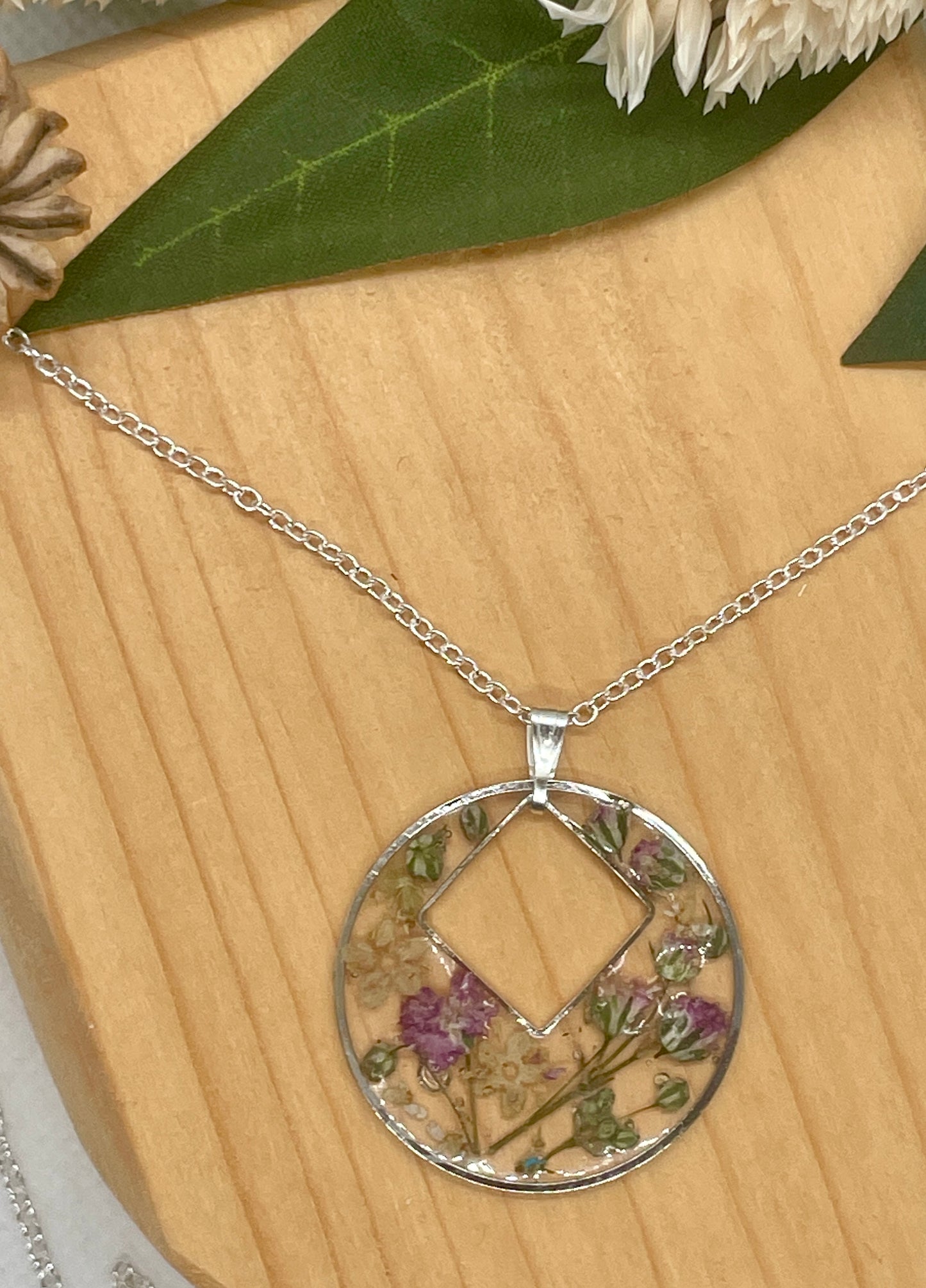 Gypsophila and elderflower circle necklace