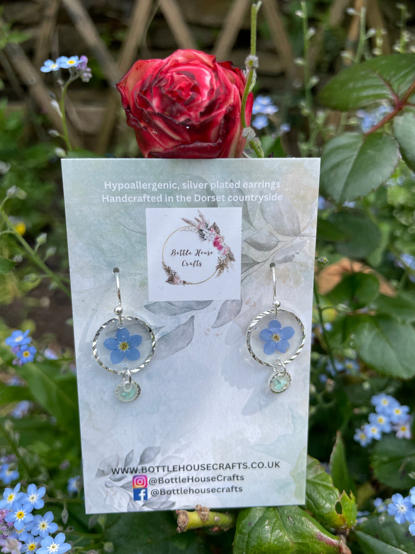 Forget me not double drop earrings