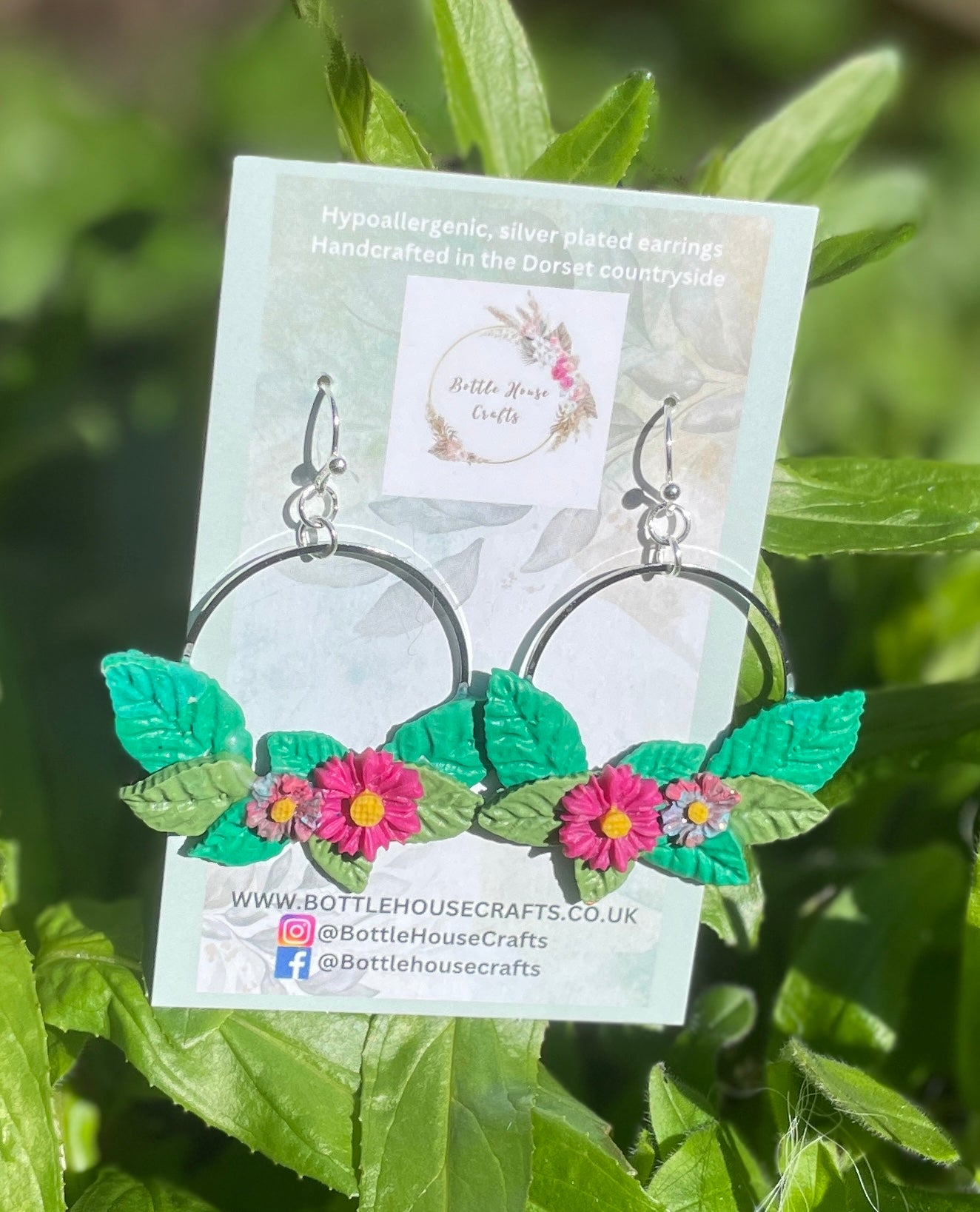 Fine floral circle earrings