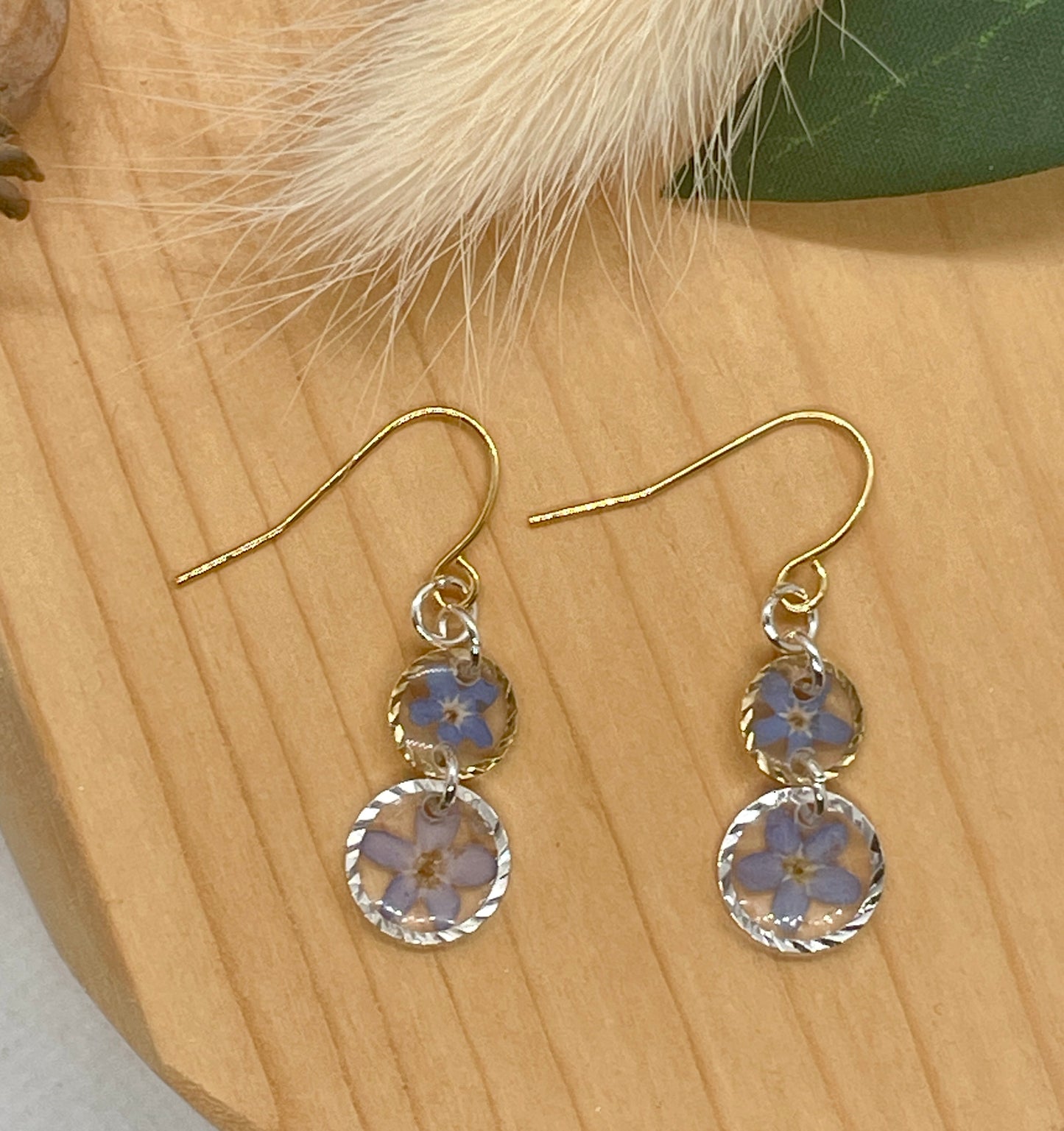 Gold and silver forget me not double drops