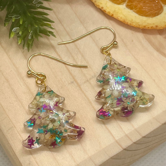 Bright lights Christmas tree earrings