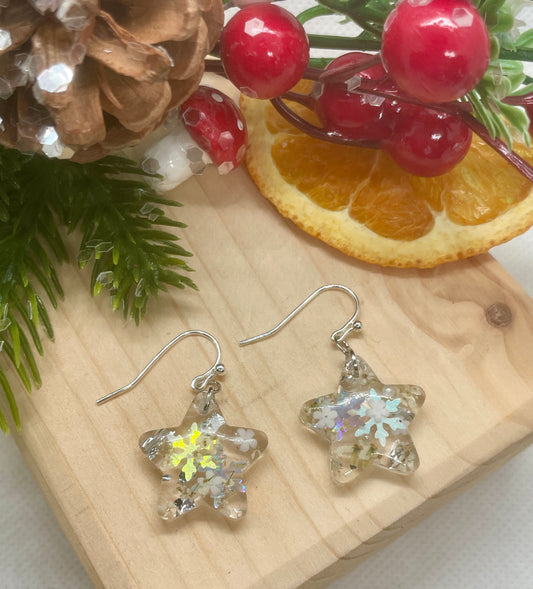 Silver soft star earrings