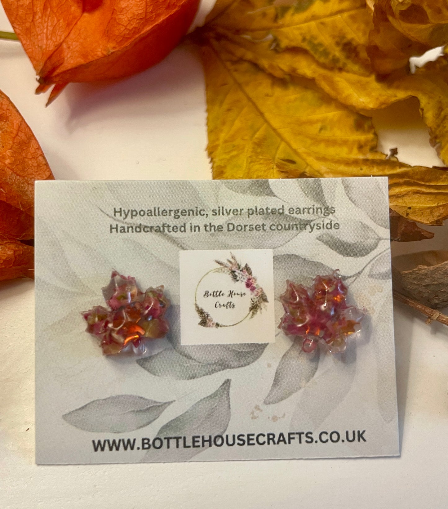 Maple leaf autumn rose studs
