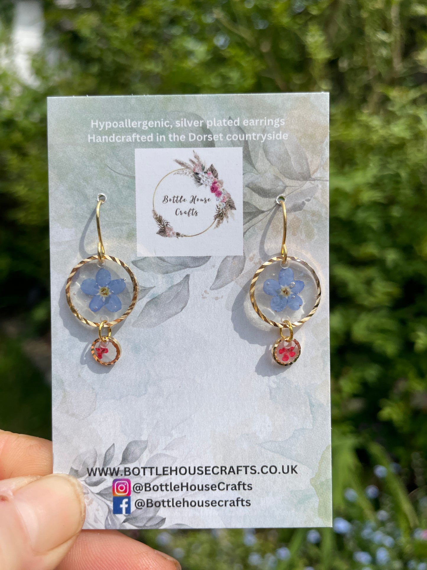 Forget me not double drop earrings