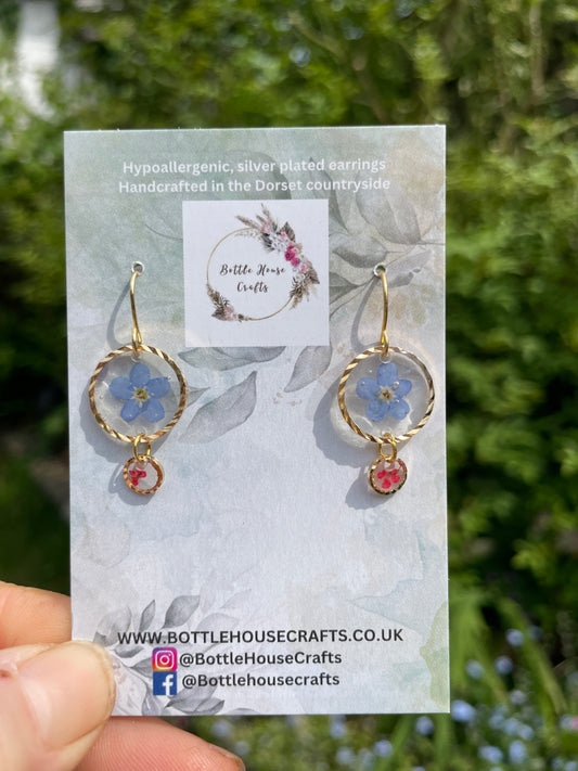 Forget me not double drop earrings