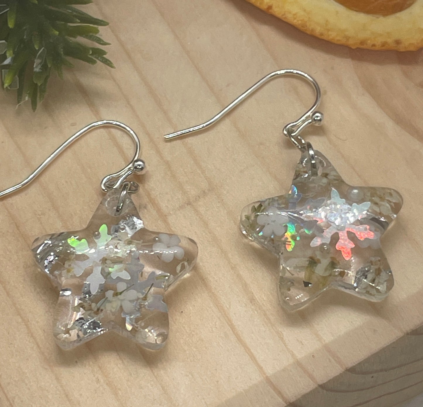 Silver soft star earrings