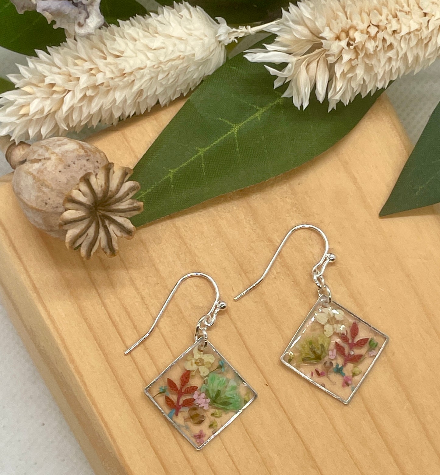 Colourful garden drop earrings