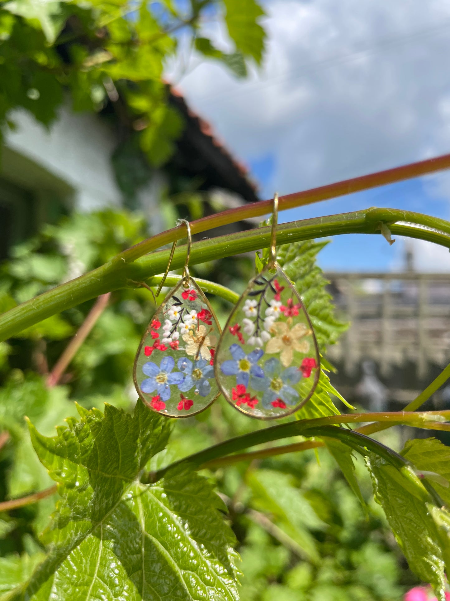 Multi floral tear drop earrings