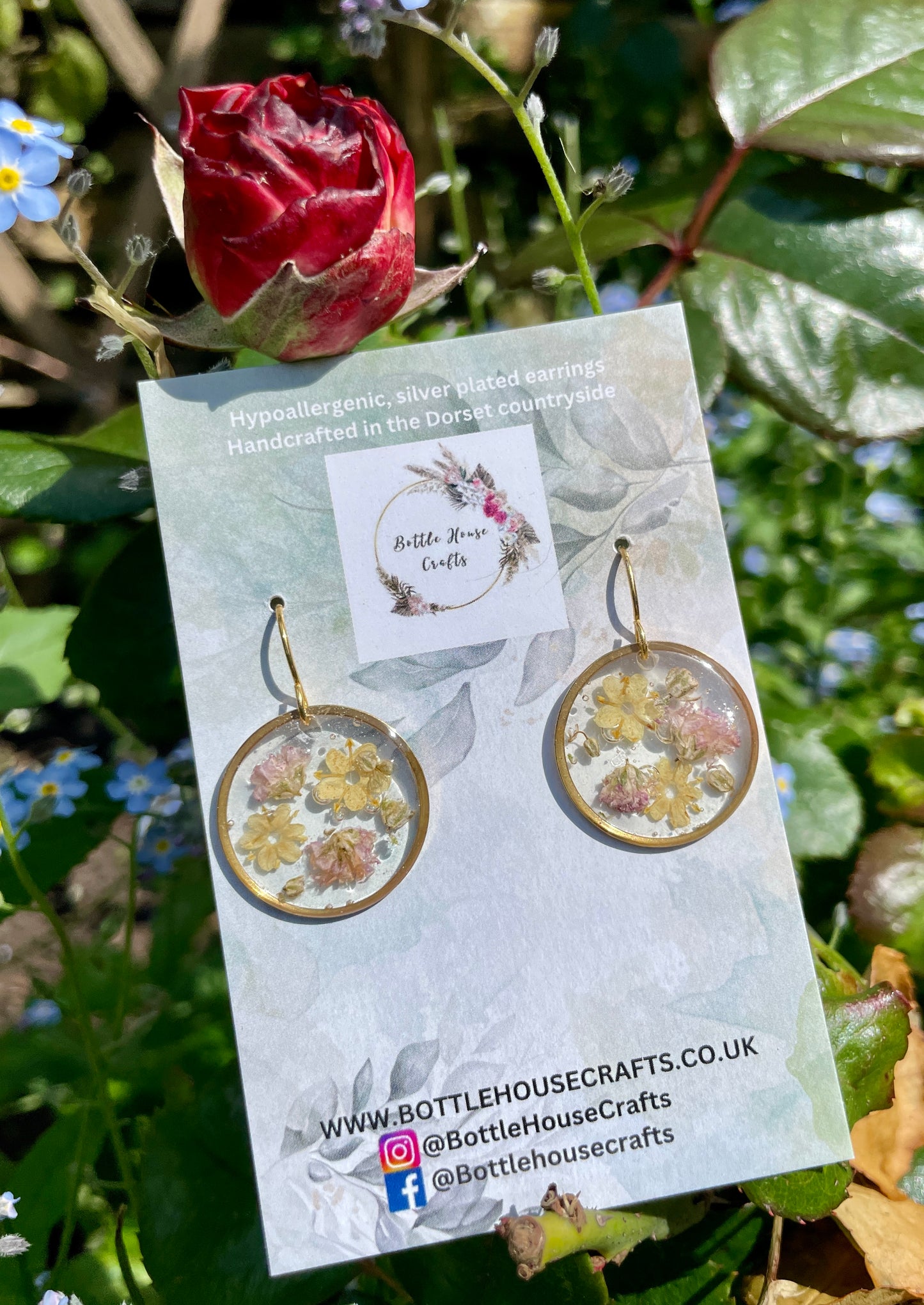 Midi circle floral earrings