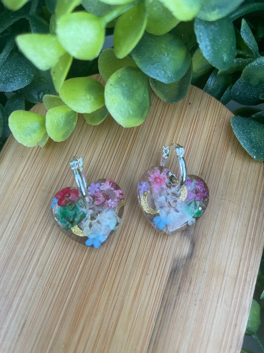 Multicoloured heart hoop earrings
