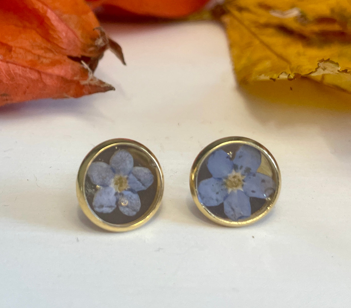 Forget me not gold studs