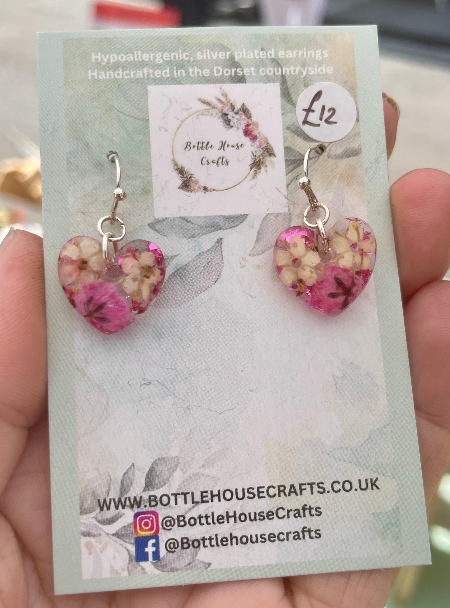 Small pink heart earrings