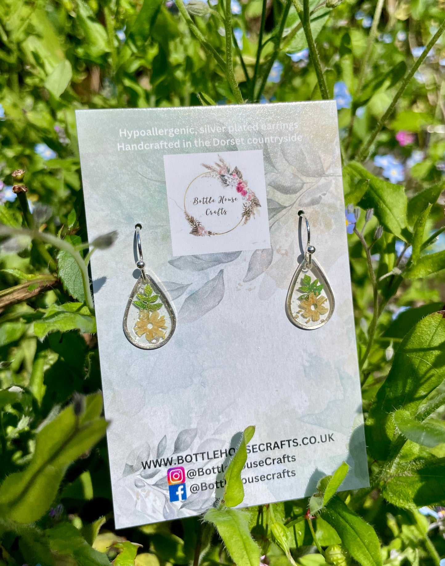 Elderflower tear drop earrings