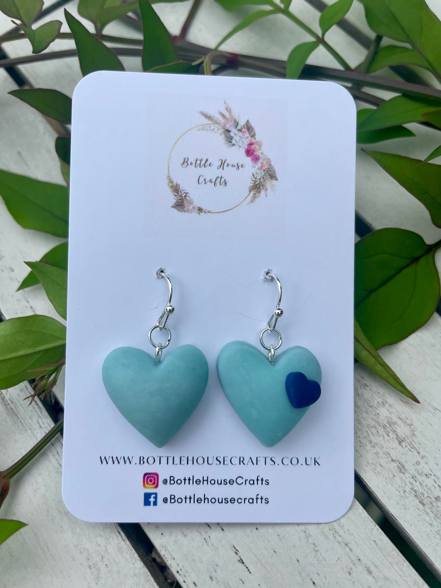 Blue puffy heart dangles