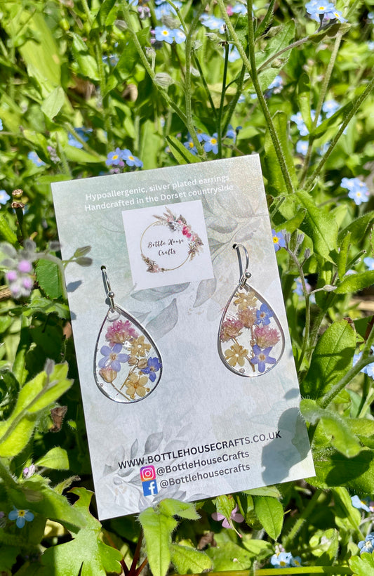 Floral tear drop earrings