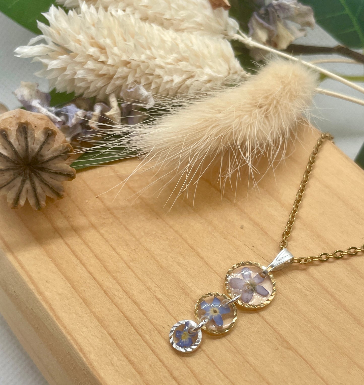 Gold and silver mix forget me not set