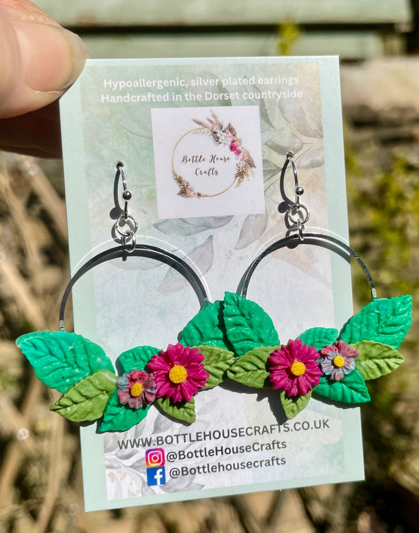 Fine floral circle earrings