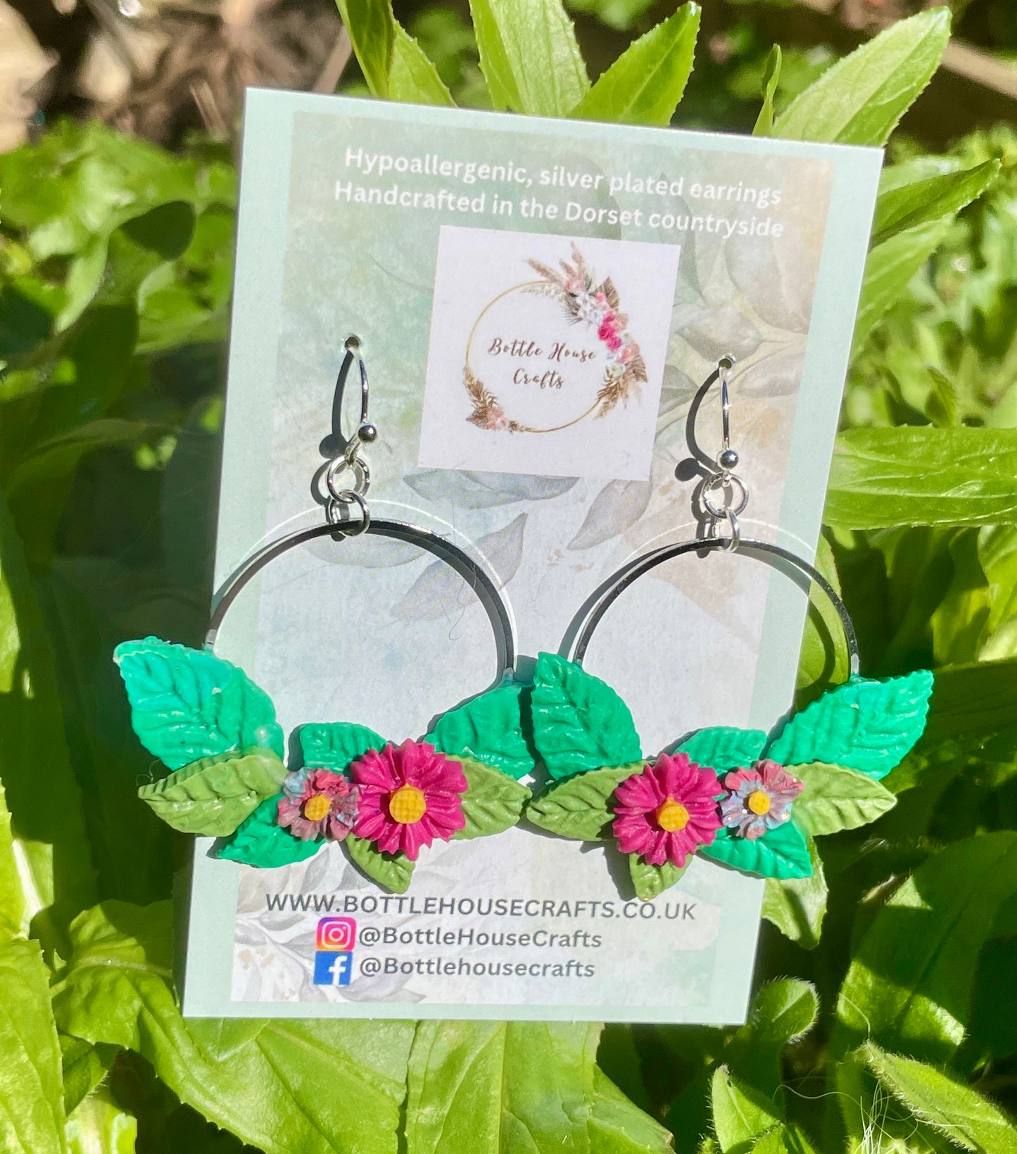Fine floral circle earrings